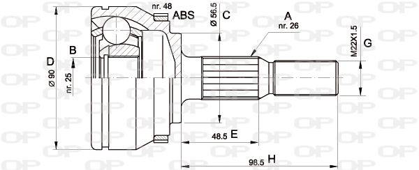OPEN PARTS Шарнирный комплект, приводной вал CVJ5132.10
